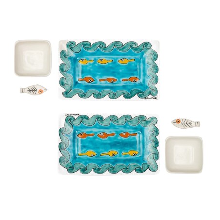 Handmade sicilian ceramic Sushi set Gadir De Simone Pottery Handmade sicilian ceramic Sushi set Gadir De Simone Pottery